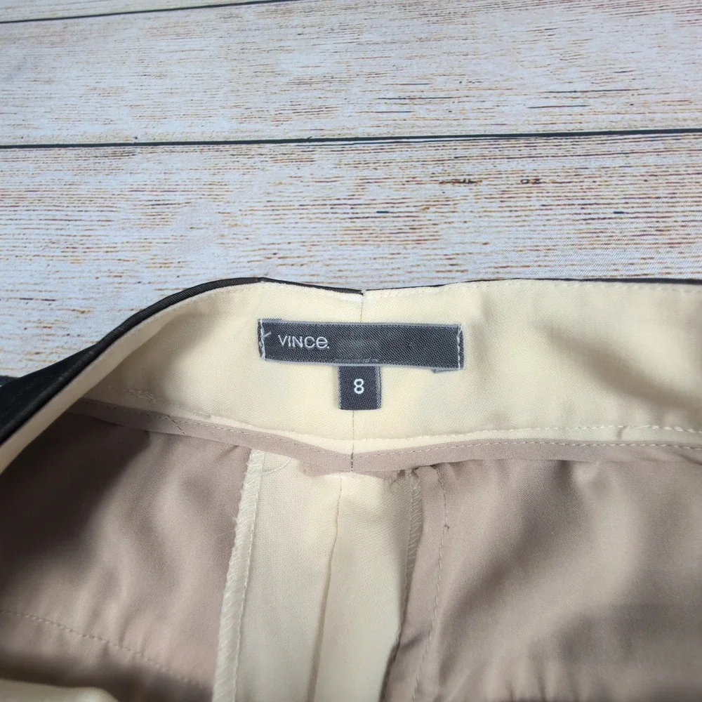 Vince. Cream Wool Blend Tuxedo Stripe Pants Size‎ 8